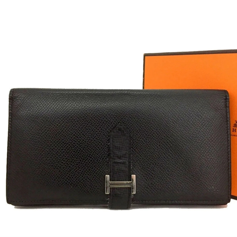 HERMES BEARN EPSOM LEATHER LONG BIFOLD WALLET/1A5418.